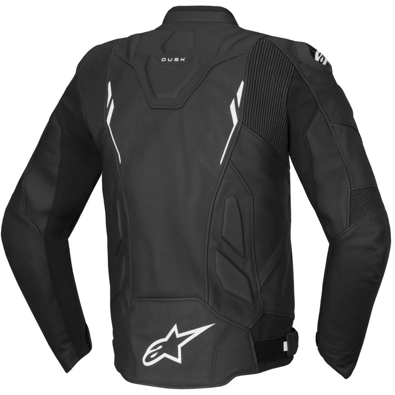 Blouson moto en cuir Alpinestars Dusk noir-blanc