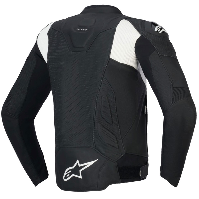 Blouson moto en cuir Alpinestars Dusk Airflow noir-blanc