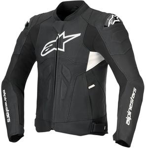 Blouson moto en cuir Alpinestars Dusk Airflow noir-blanc