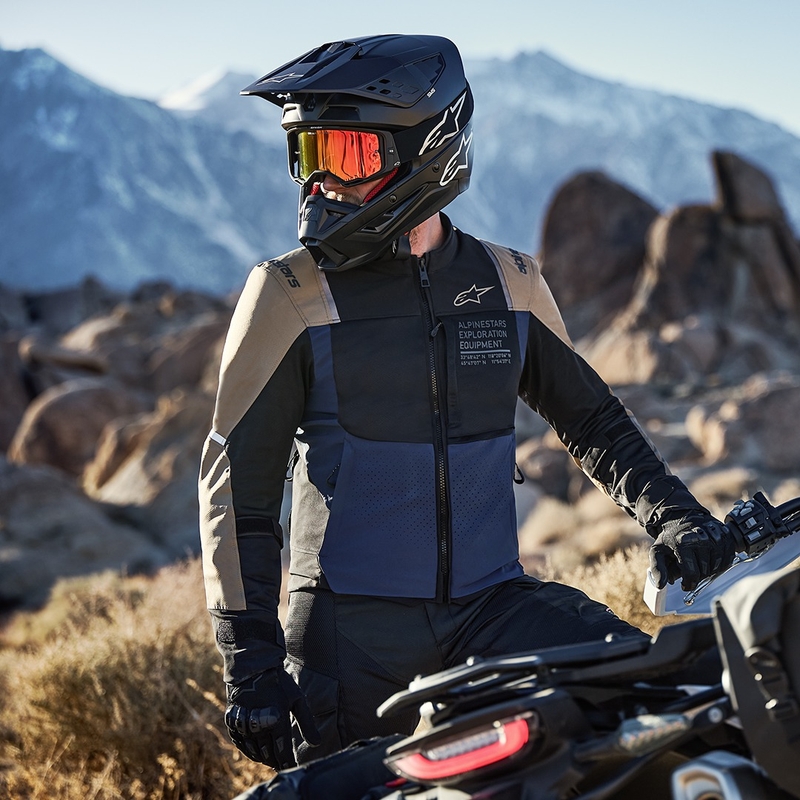 Blouson moto Alpinestars ST-2 Air bleu foncé-kaki foncé-noir