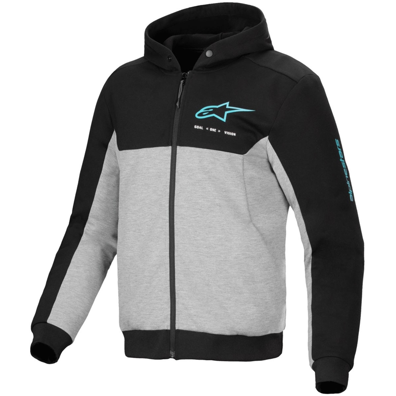 Sweat-shirt moto Alpinestars Chrome V2 Sport gris-noir-bleu