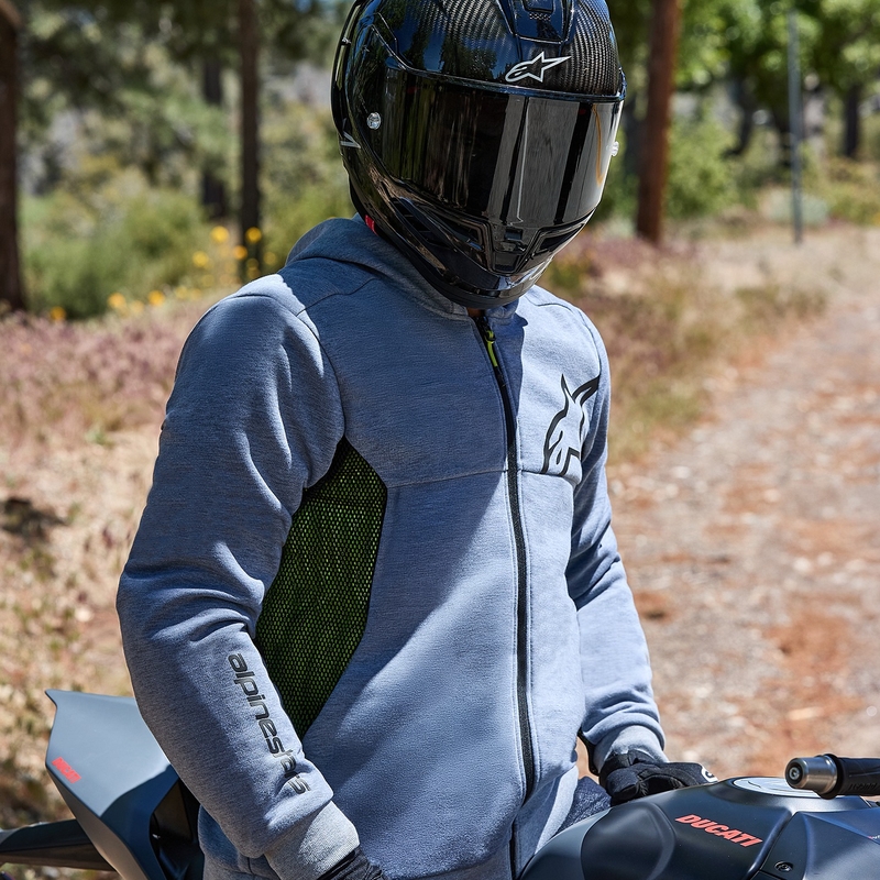Sweat-shirt moto Alpinestars Chrome Air Sport gris-noir-kaki foncé