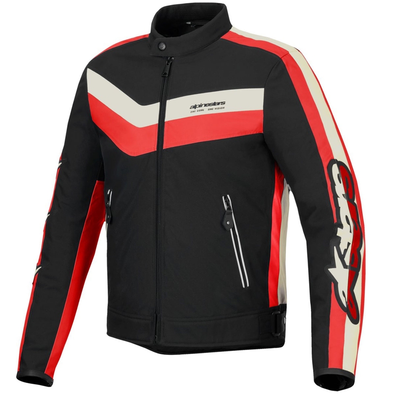 Veste de moto imperméable Alpinestars T-Dyno, noir, rouge et beige