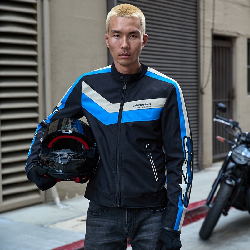Blouson moto imperméable Alpinestars T-Dyno noir-bleu-beige