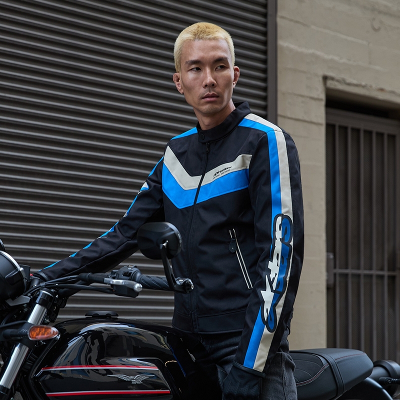 Blouson moto imperméable Alpinestars T-Dyno noir-bleu-beige