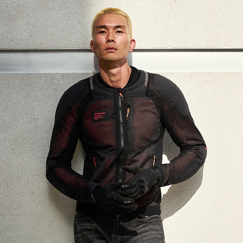 Blouson moto Alpinestars TROOP-AIR PRO noir-rouge fluo