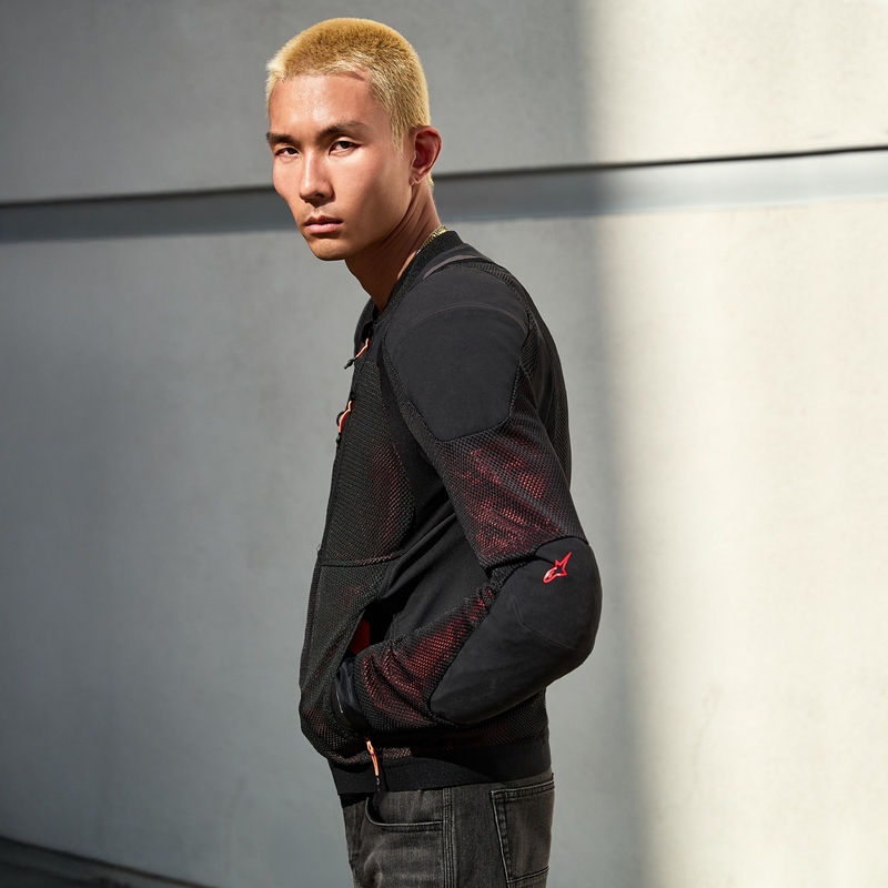 Blouson moto Alpinestars TROOP-AIR PRO noir-rouge fluo
