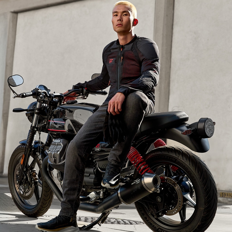 Blouson moto Alpinestars TROOP-AIR PRO noir-rouge fluo