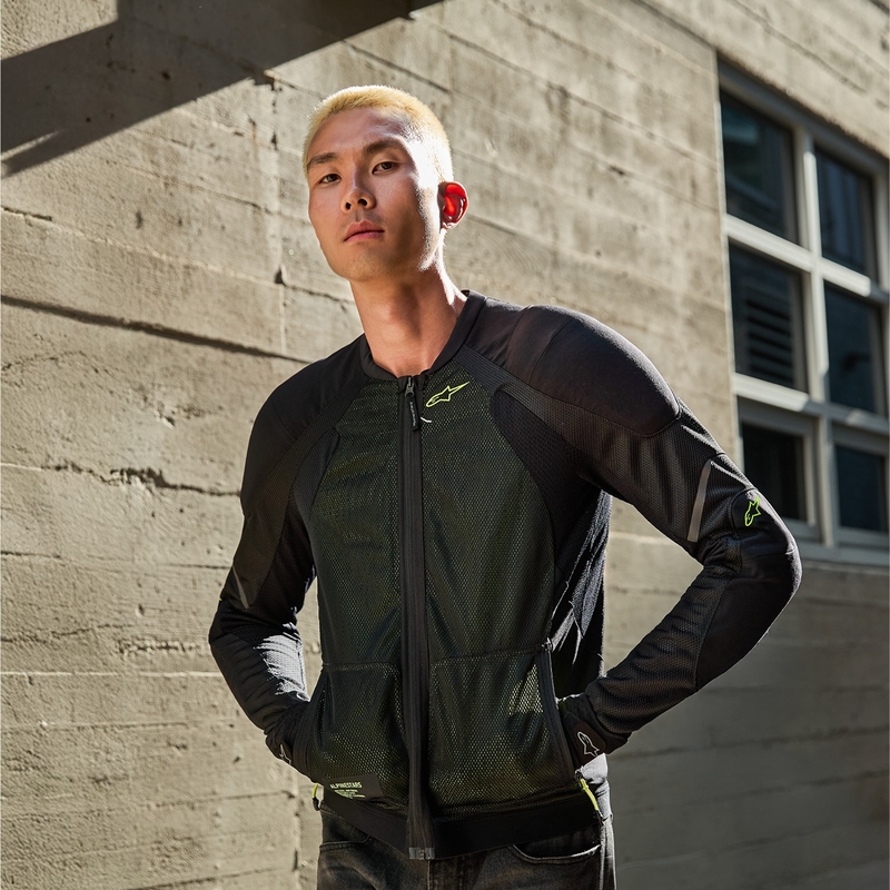 Blouson moto Alpinestars TROOP-AIR noir-jaune fluo