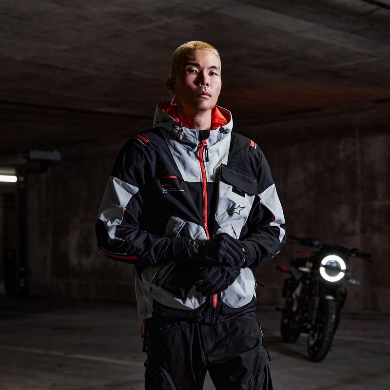 Blouson moto Alpinestars MOGRESS AIR noir-amande-orange