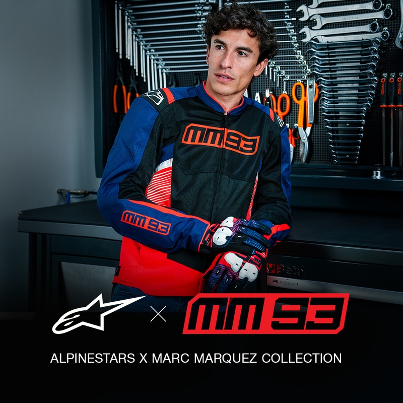 Blouson moto Alpinestars T-SPS Air V2 MM93, collection fluo, rouge-bleu-noir-blanc