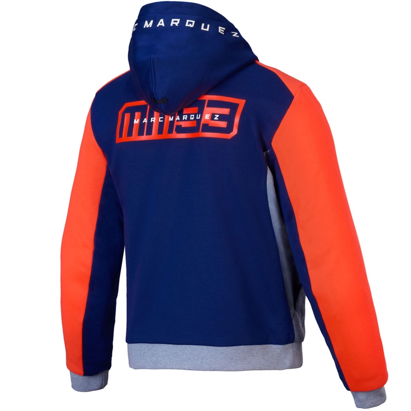 Sweat à capuche sport Alpinestars Chrome V2 collection MM93 gris clair-bleu-rouge fluo