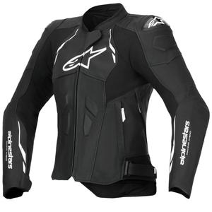 Blouson moto en cuir femme Alpinestars Stella Dusk noir-blanc