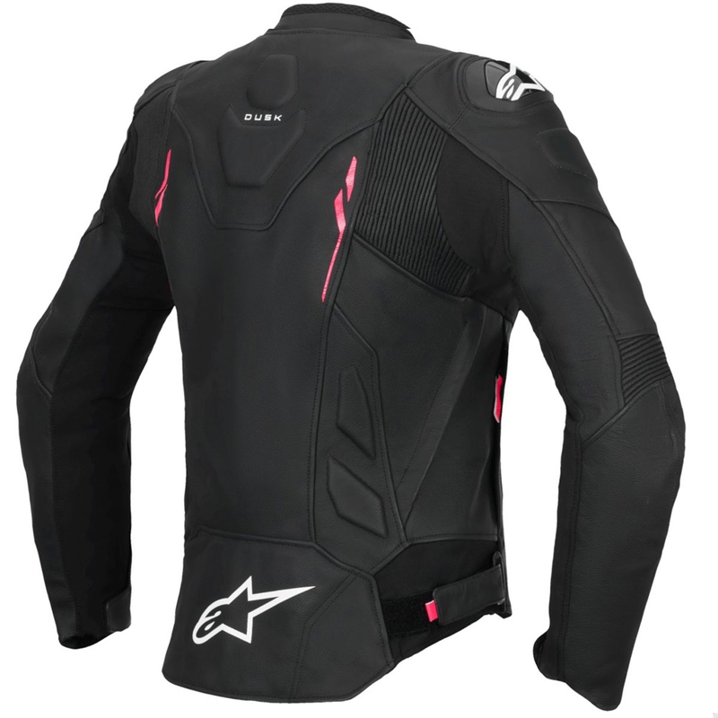 Blouson moto en cuir femme Alpinestars Stella Dusk noir-rose-blanc