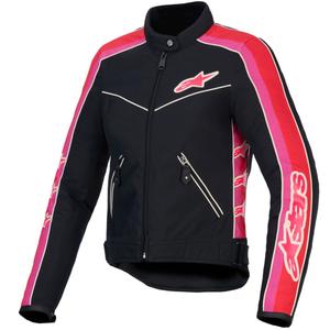 Veste de moto imperméable pour femme Alpinestars Stella T-Dyno, noir, rouge et rose