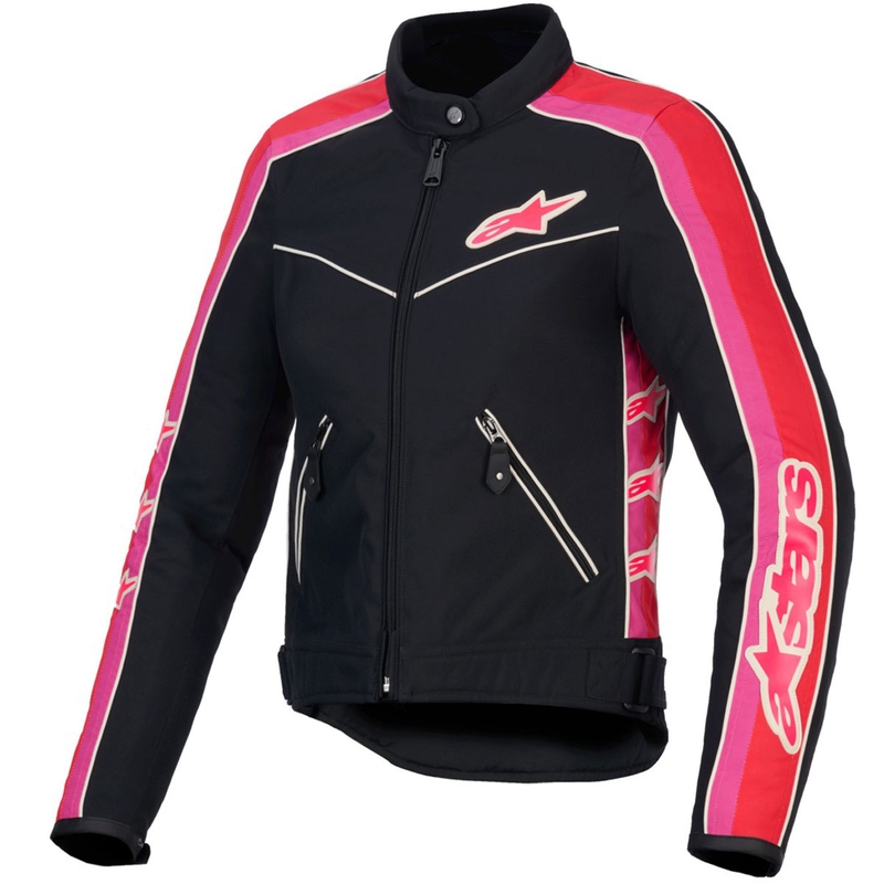 Veste de moto imperméable pour femme Alpinestars Stella T-Dyno, noir, rouge et rose