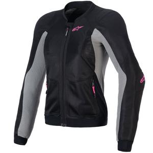 Blouson moto femme Alpinestars STELLA TROOP-AIR noir-gris-rose fluo