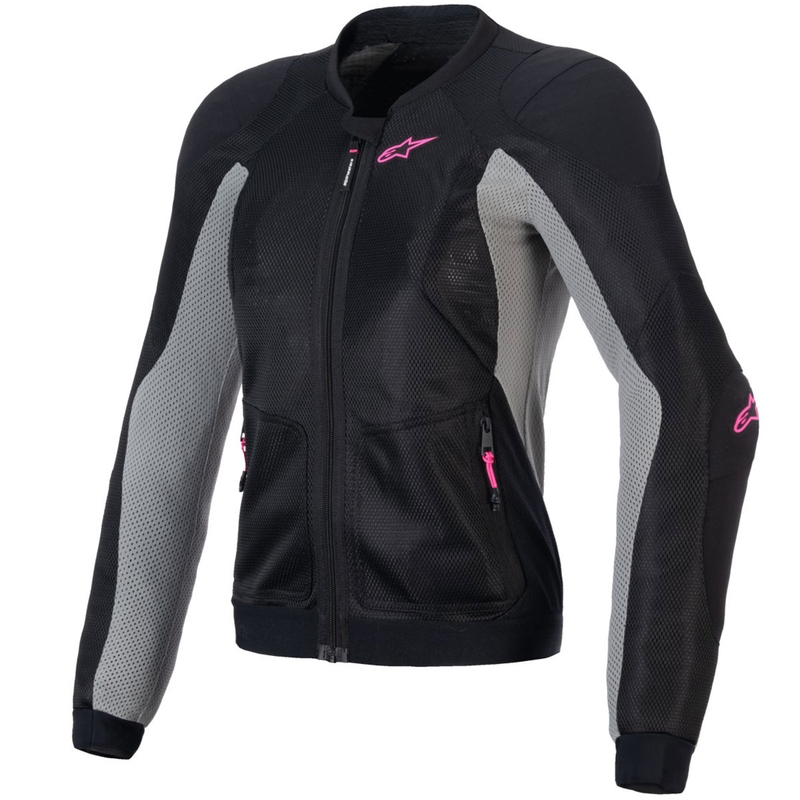 Blouson moto femme Alpinestars STELLA TROOP-AIR noir-gris-rose fluo