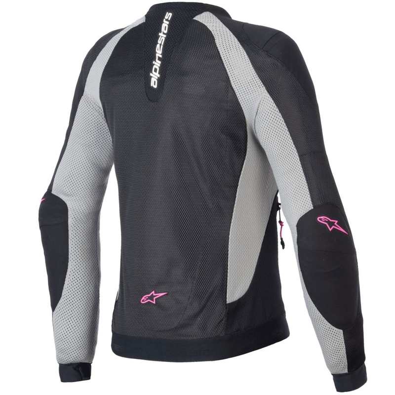 Blouson moto femme Alpinestars STELLA TROOP-AIR noir-gris-rose fluo