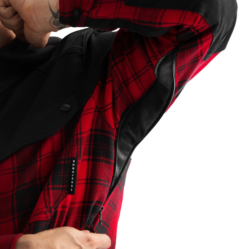 T-shirt de moto Rebelhorn Shifter noir et rouge