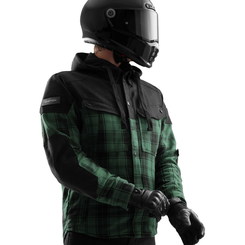 Chemise moto Rebelhorn Shifter noir-vert