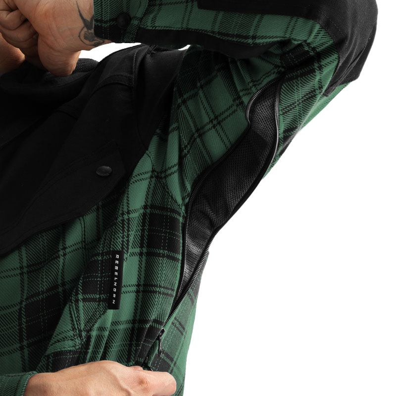 Chemise moto Rebelhorn Shifter noir-vert