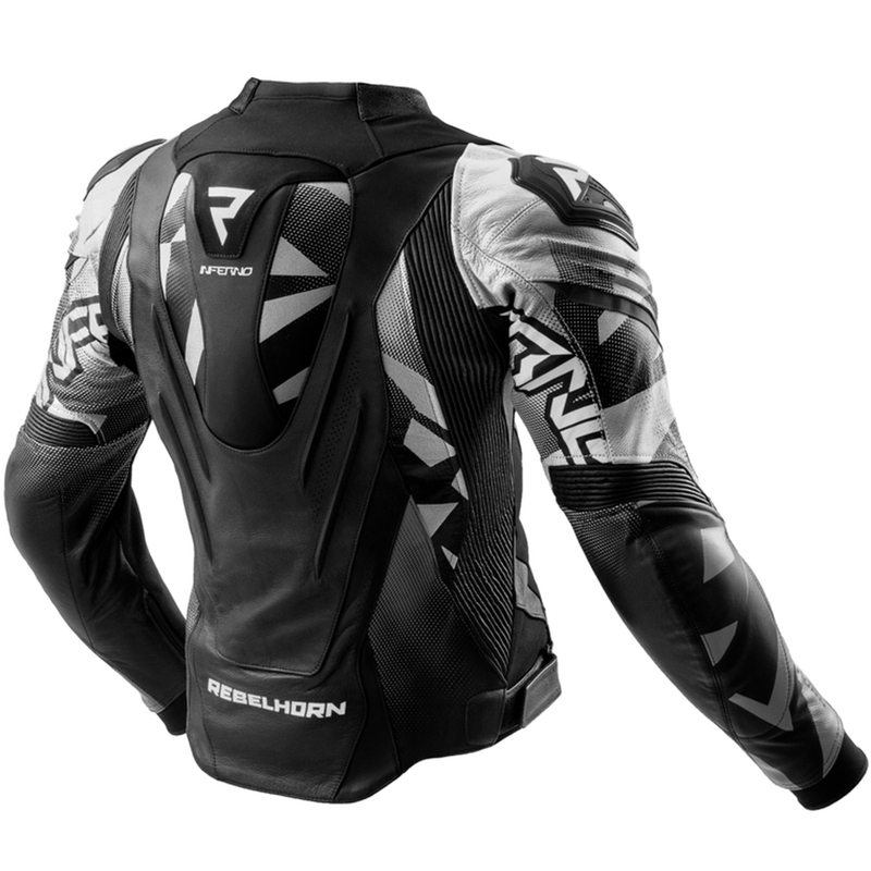Blouson de moto en cuir Rebelhorn Inferno noir et blanc
