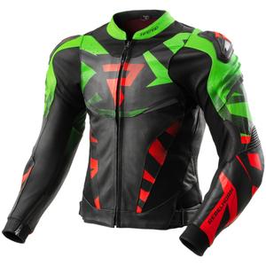 Veste de moto en cuir Rebelhorn Inferno noir-vert-rouge