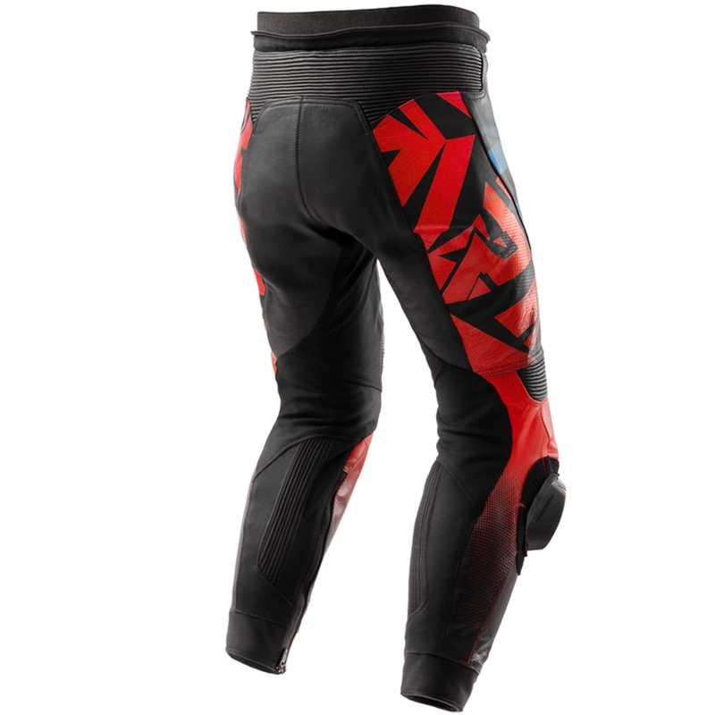 Pantalon moto en cuir Rebelhorn Inferno noir-bleu-blanc-rouge