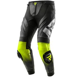 Pantalon moto en cuir Rebelhorn Inferno noir-jaune fluo