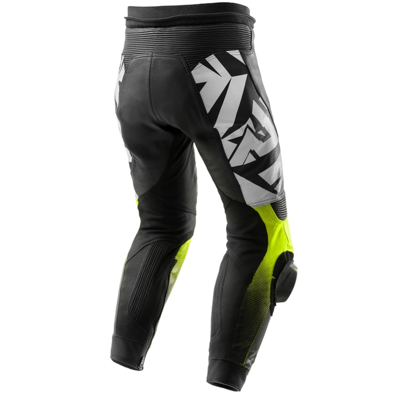 Pantalon moto en cuir Rebelhorn Inferno noir-jaune fluo