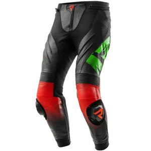 Pantalon moto en cuir Rebelhorn Inferno noir-vert-rouge