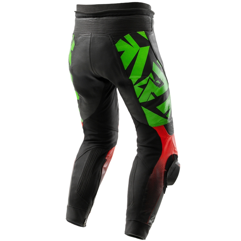 Pantalon moto en cuir Rebelhorn Inferno noir-vert-rouge
