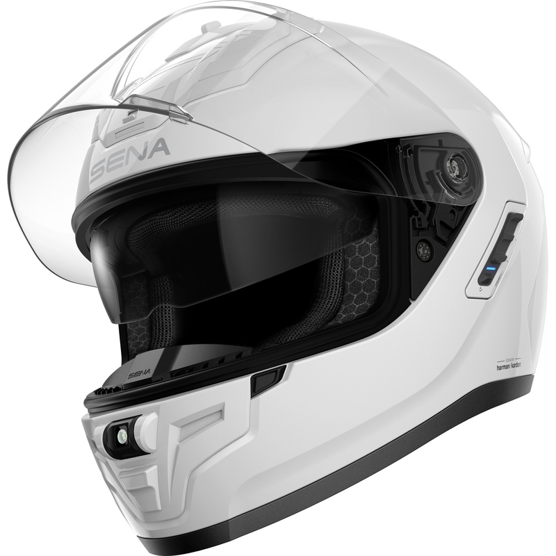 Casque moto intégral SENA avec casque Phantom, blanc