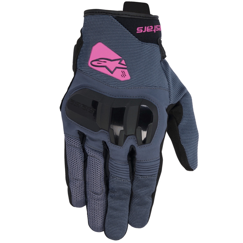 Gants de moto Alpinestars Chrom V2 pour femme, gris foncé, noir et violet