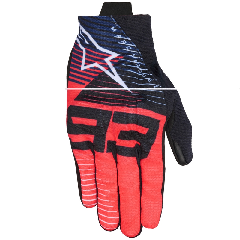 Gants moto Alpinestars Reef V2 MM93 Collection Collection Fluo Rouge-Bleu-Blanc