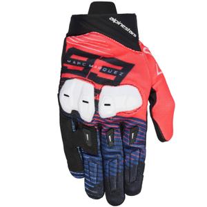 Gants moto Alpinestars SP X 1 MM93, collection fluo, rouge-bleu-noir-blanc