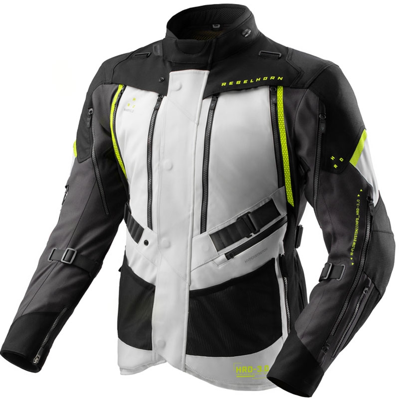 Veste moto Rebelhorn Hardy 3.0 noir-gris-jaune fluo