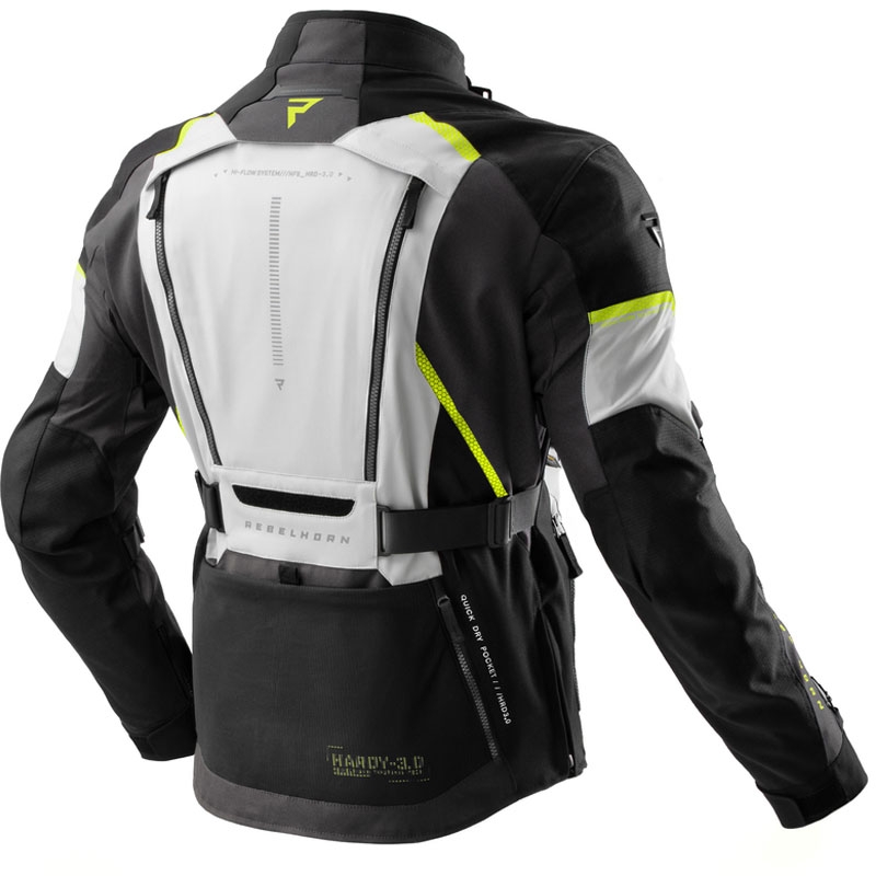 Veste moto Rebelhorn Hardy 3.0 noir-gris-jaune fluo
