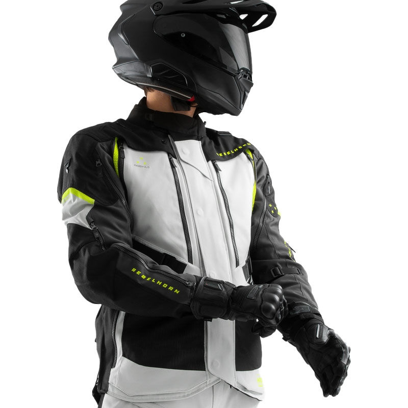 Veste moto Rebelhorn Hardy 3.0 noir-gris-jaune fluo