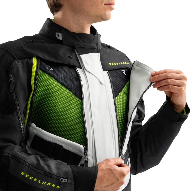 Veste moto Rebelhorn Hardy 3.0 noir-gris-jaune fluo