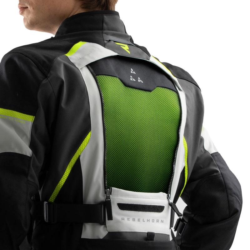 Veste moto Rebelhorn Hardy 3.0 noir-gris-jaune fluo