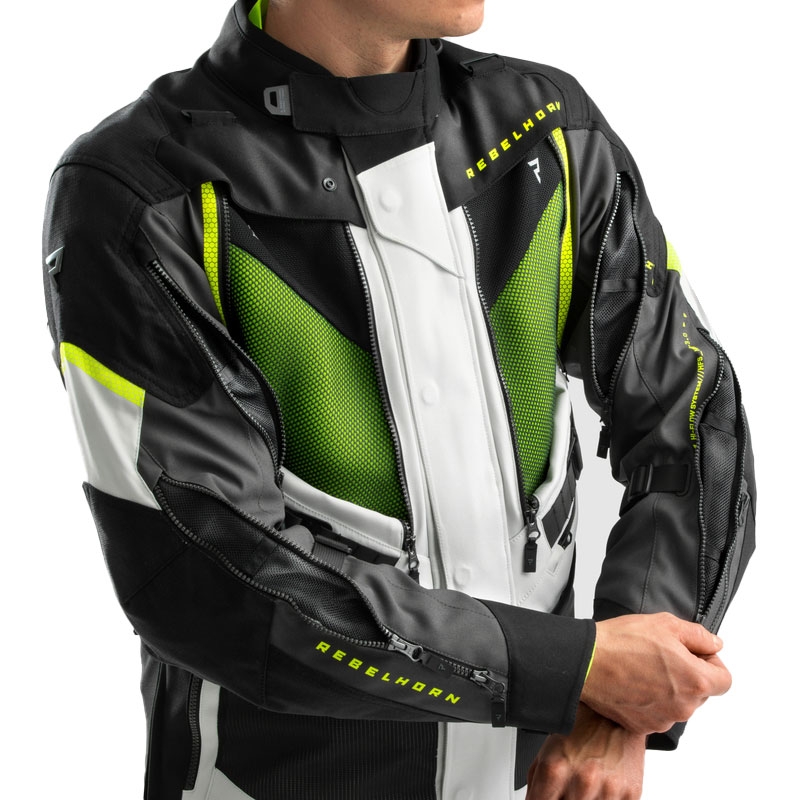 Veste moto Rebelhorn Hardy 3.0 noir-gris-jaune fluo