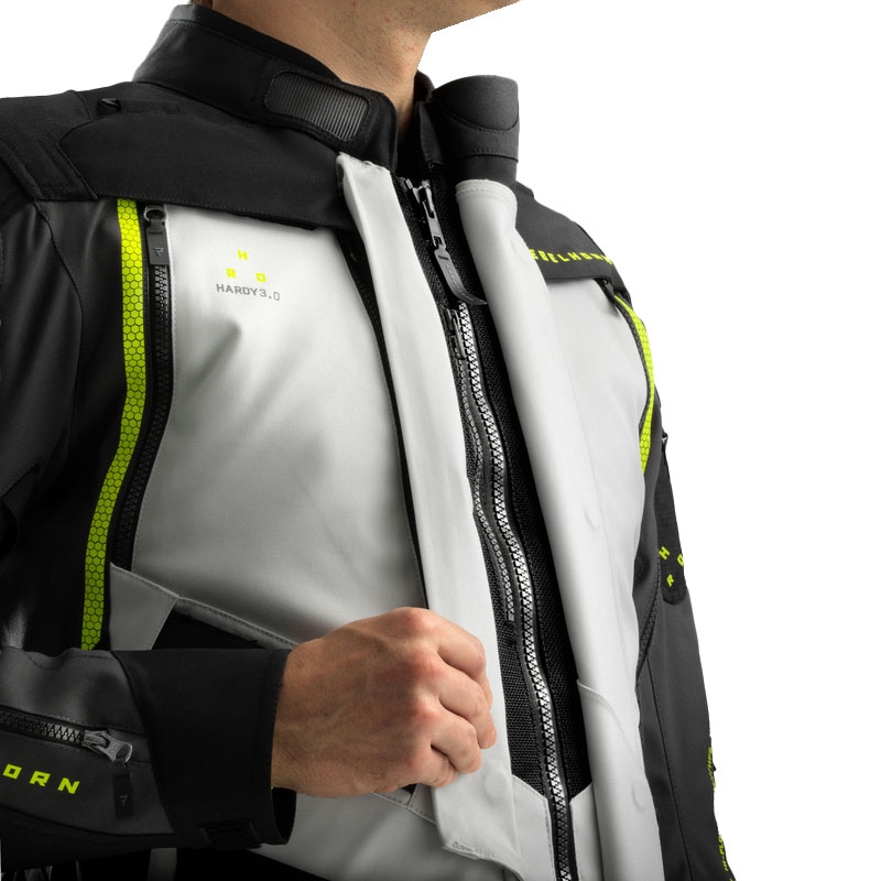 Veste moto Rebelhorn Hardy 3.0 noir-gris-jaune fluo