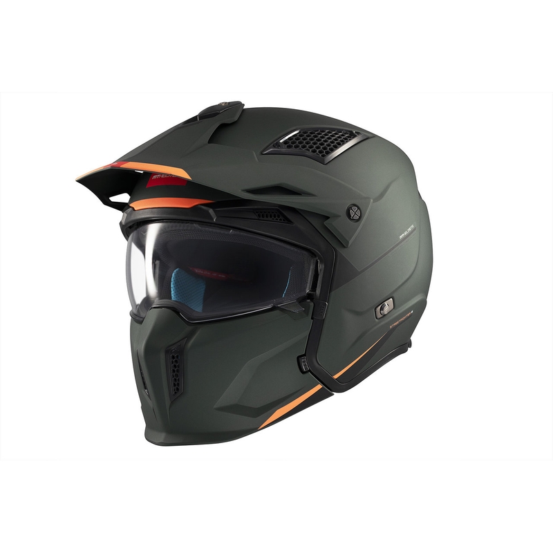 Casque jet avec masque MT Streetfighter SV S Solid A6 vert mat avec visière iridium