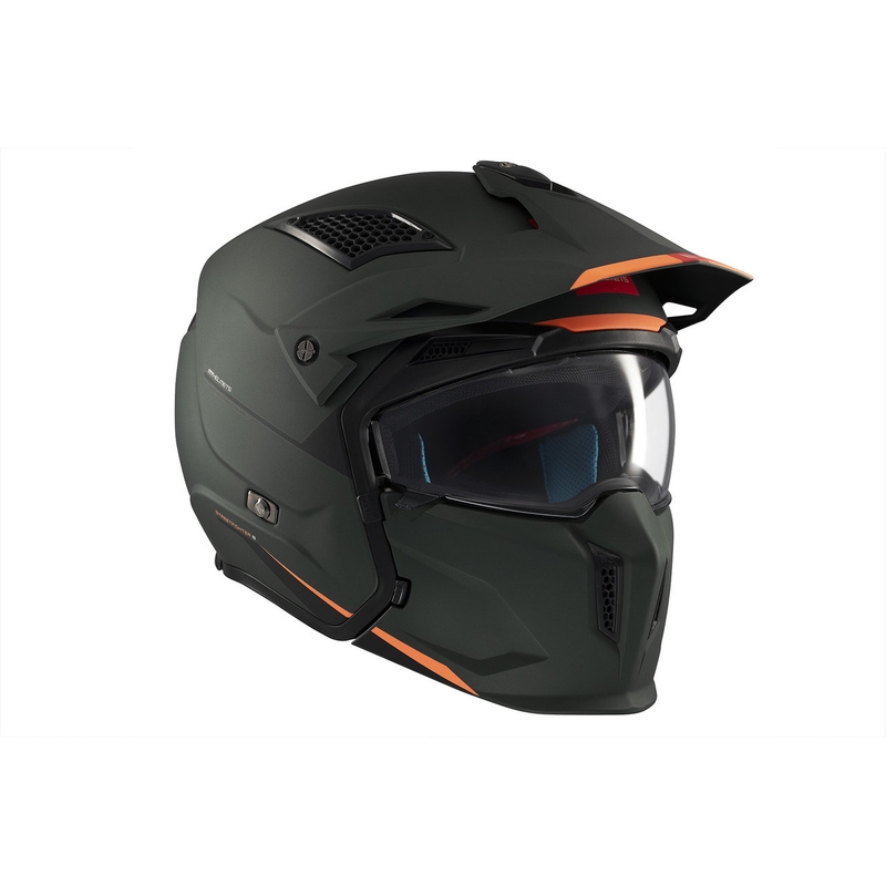 Casque jet avec masque MT Streetfighter SV S Solid A6 vert mat avec visière iridium