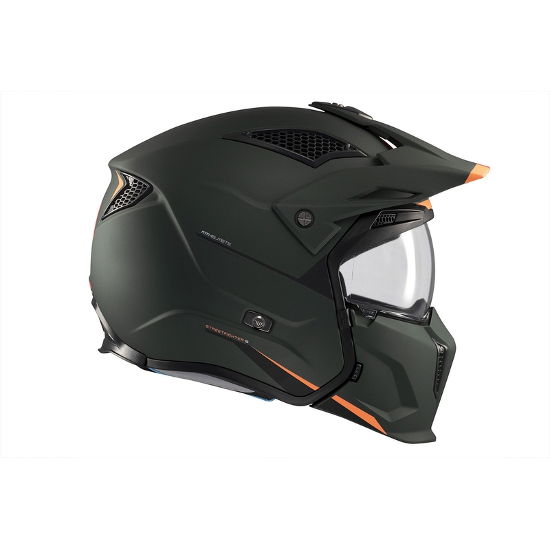 Casque jet avec masque MT Streetfighter SV S Solid A6 vert mat avec visière iridium