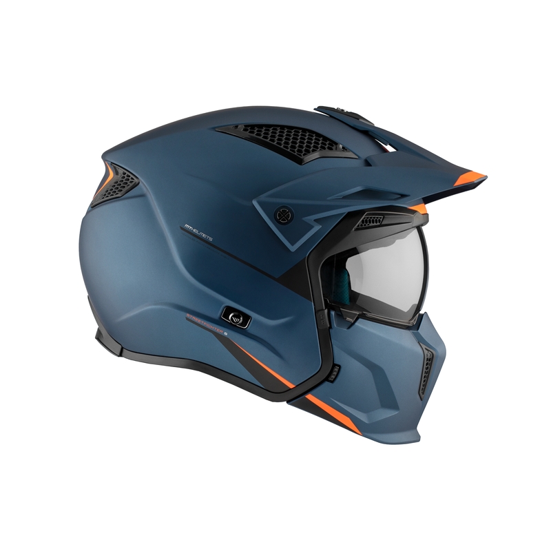 Casque jet avec masque MT Streetfighter SV S Solid A7 bleu mat avec visière iridium