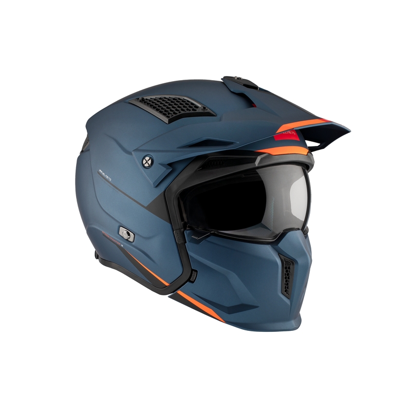 Casque jet avec masque MT Streetfighter SV S Solid A7 bleu mat avec visière iridium