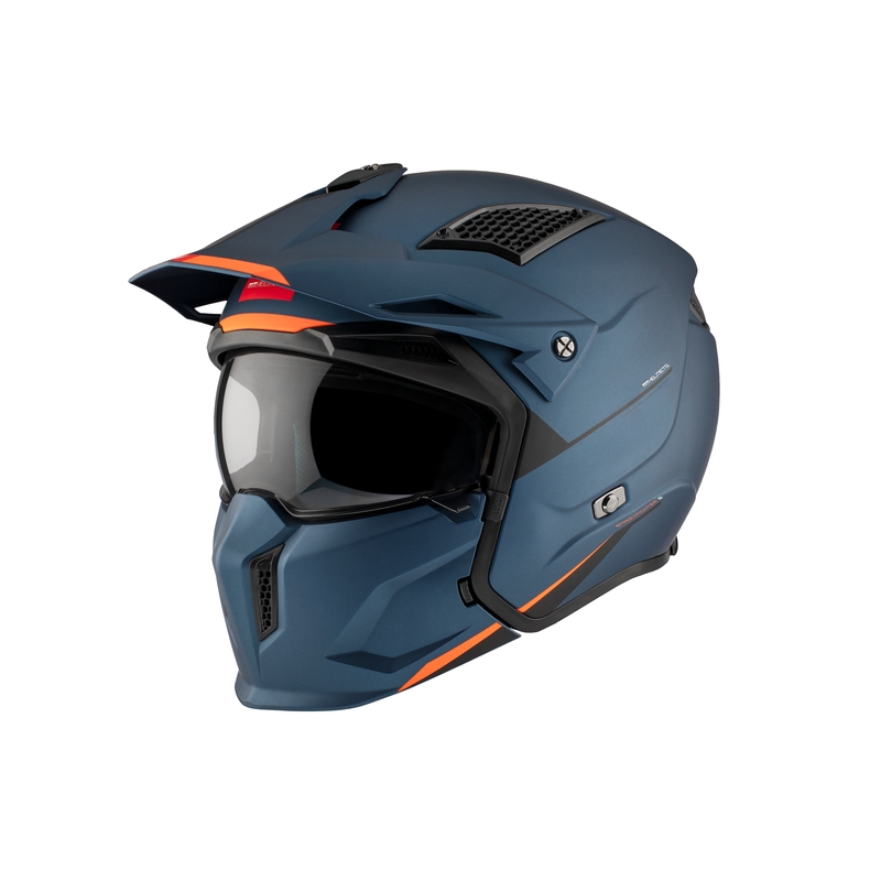Casque jet avec masque MT Streetfighter SV S Solid A7 bleu mat avec visière iridium